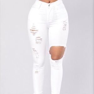 Fashion Nova glistening white jeans